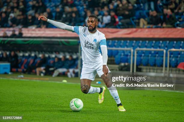 Gerson Santos Da Silva of Olympique de Marseille in action during the UEFA Conference League Round of 16 Leg Two match between FC Basel and Olympique...