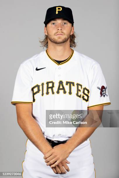 Carmen Mlodzinski of the Pittsburgh Pirates poses for a photo during the Pittsburgh Pirates Photo Day at Lecom Park on Wednesday, March 16, 2022 in...