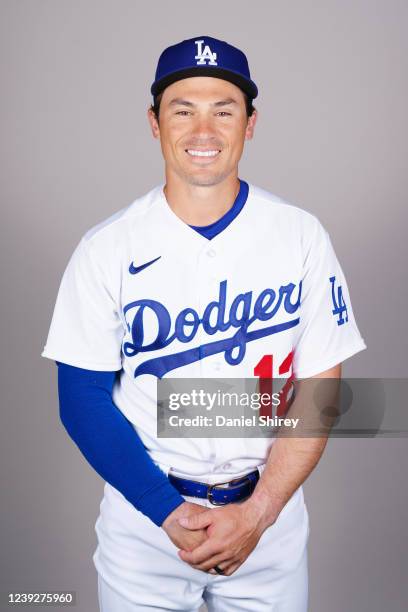 Tony Wolters of the Los Angeles Dodgers poses for a photo during the Los Angeles Dodgers Photo Day at Camelback Ranch on Thursday, March 17, 2022 in...