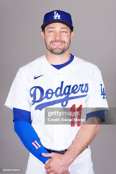 Pollock of the Los Angeles Dodgers poses for a photo during the Los Angeles Dodgers Photo Day at Camelback Ranch on Thursday, March 17, 2022 in...
