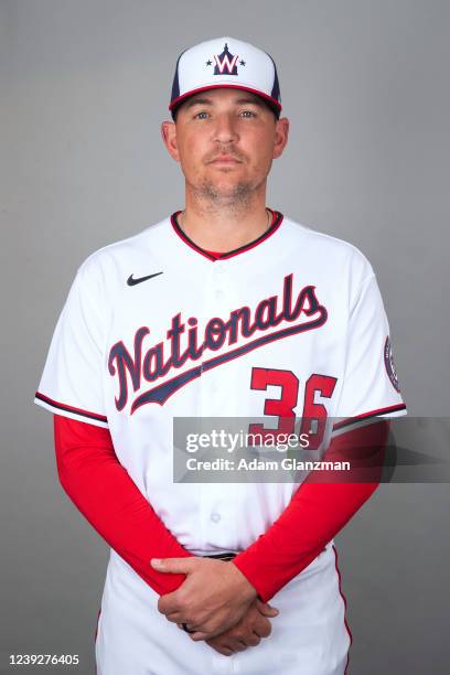 Will Harris of the Washington Nationals poses for a photo during the Washington Nationals Photo Day at The Ballpark of the Palm Beaches complex on...