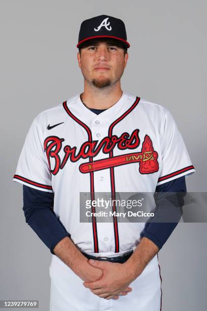 Luke Jackson of the Atlanta Braves poses for a photo during the Atlanta Braves Photo Day at CoolToday Park on Thursday, March 17, 2022 in North Port,...