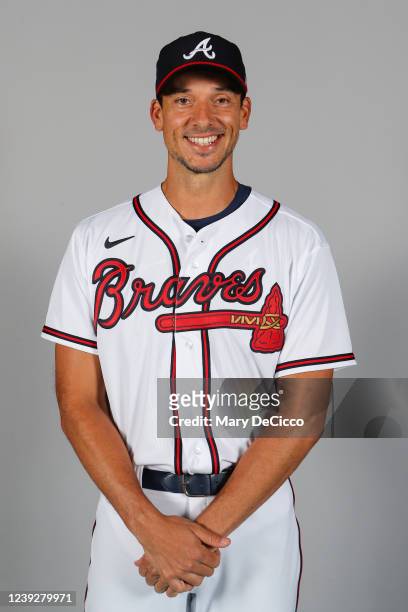 Charlie Morton of the Atlanta Braves poses for a photo during the Atlanta Braves Photo Day at CoolToday Park on Thursday, March 17, 2022 in North...