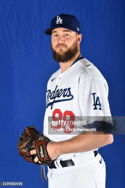 Mike Wright of the Los Angeles Dodgers poses for Photo Day at Camelback Ranch on March 17, 2022 in Glendale, Arizona.