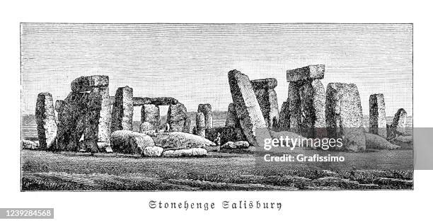 stonehenge salisbury england illustration 1897 - salisbury stock illustrations