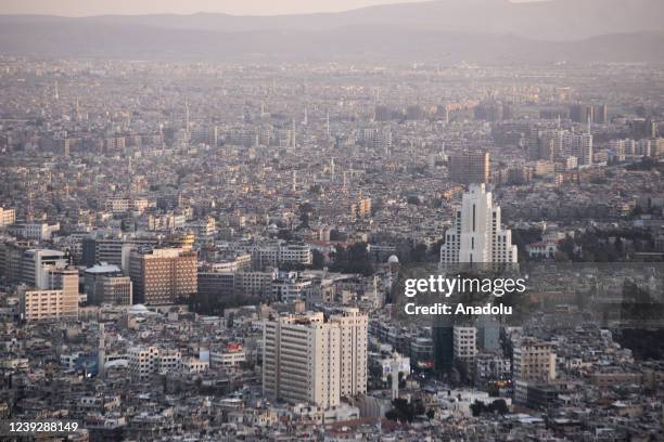 Mount Qasioun, at an altitude of 1200 meters above sea level, overlooks the city from the north of the capital in Damascus, Syria on March 15,...