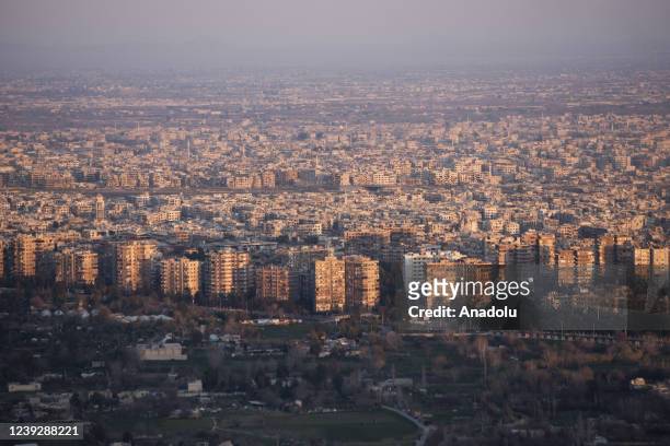 Mount Qasioun, at an altitude of 1200 meters above sea level, overlooks the city from the north of the capital in Damascus, Syria on March 15,...