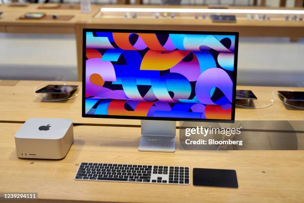 An Apple Mac Studio M1 Ultra empower station during the sales launch at the Apple Inc. Flagship store in New York, U.S., on Friday, March 18, 2022....