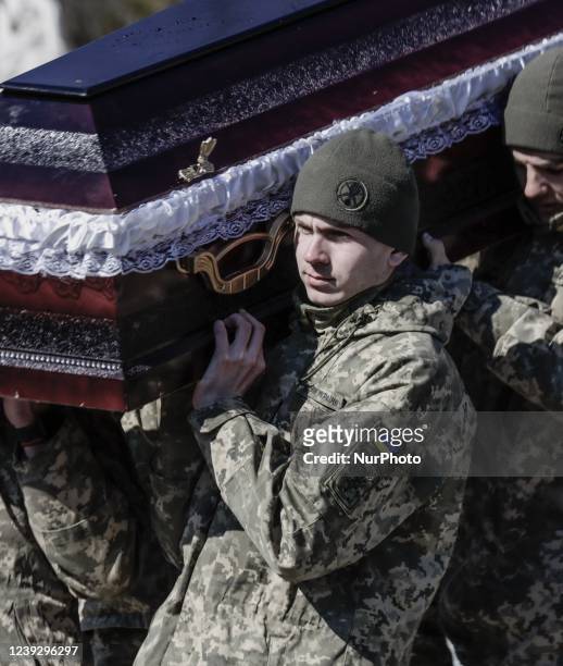 Funeral of Ukrainian soldiers killed during Russia's invasion of Ukraine, in Lviv, Ukraine, on March 17, 2022.,