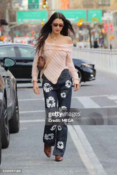 Bella Hadid is seen on March 15, 2022 in New York, New York.