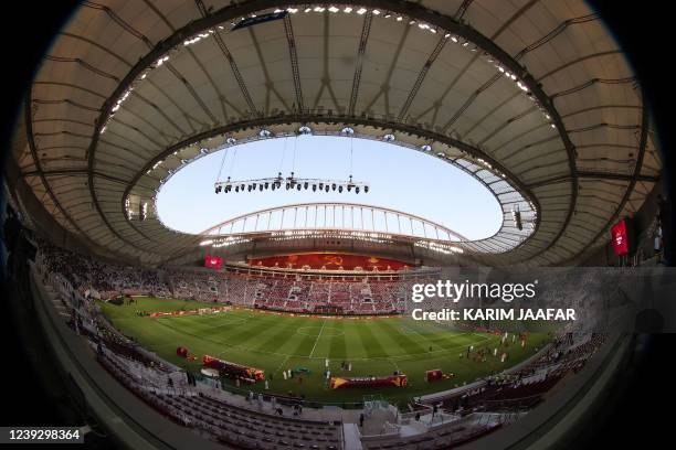 General view of the Khalifa International stadium ahead of the Qatar Amir Cup Final between Al-Duhail and Al-Gharafa in the capital Doha on March 18,...