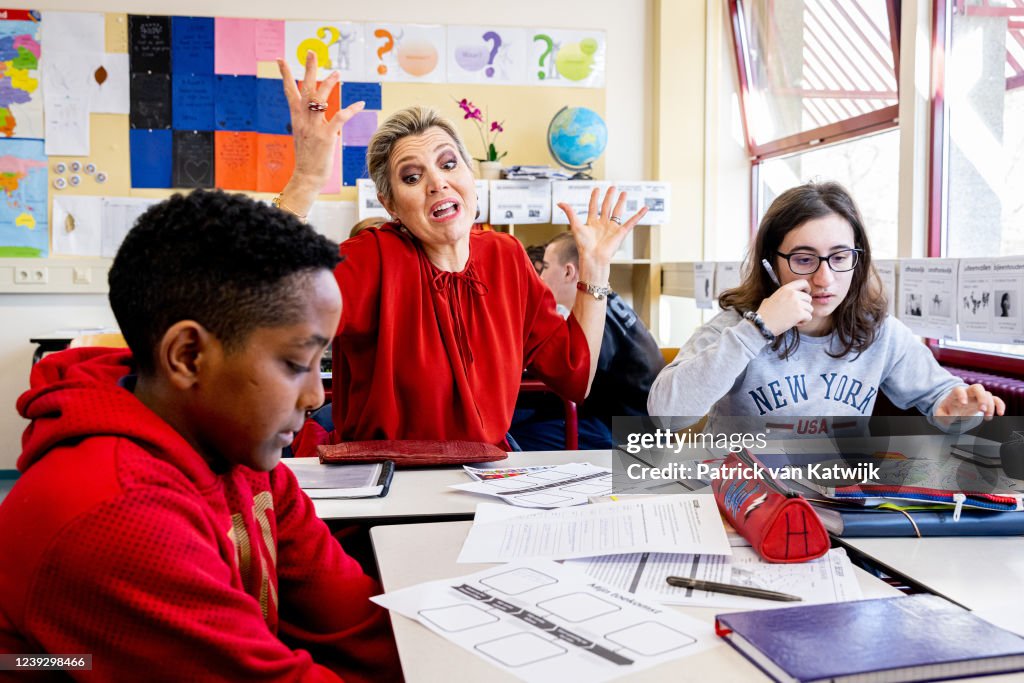 Queen Maxima Visits Ukranian Refugee Children At Schools In The Hague