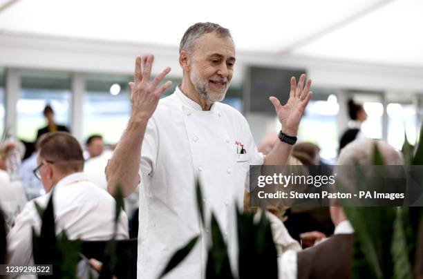 Michel Roux Jr. In the Chez Roux restaurant during day four of the Cheltenham Festival at Cheltenham Racecourse. Picture date: Friday March 18, 2022.