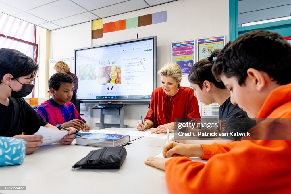 Queen Maxima Visits Ukranian Refugee Children At Schools In The Hague