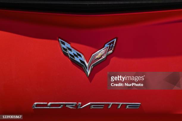 Chevrolet Corvette logo seen on Chevrolet Corvette sport car parked in San Francisco de Campeche. On Friday, March 17 in San Francisco de Campeche,...