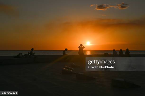 View of a sunset along the coast in San Francisco de Campeche. On Friday, March 17 in San Francisco de Campeche, Campeche, Mexico.