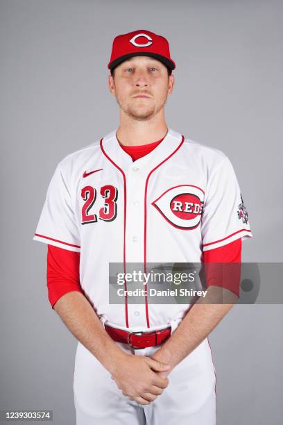 Jeff Hoffman of the Cincinnati Reds poses for a photo during the Cincinnati Reds Photo Day at Goodyear Ballpark on Friday, March 18, 2022 in...