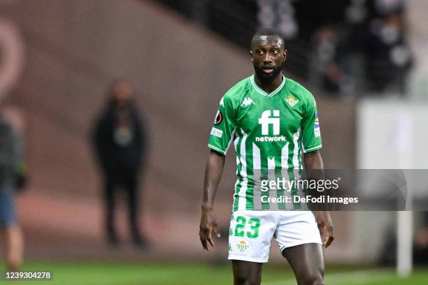 Youssouf Sabaly of Real Betis looks on during the UEFA Europa League Round of 16 Leg Two match between Eintracht Frankfurt and Real Betis at Deutsche...