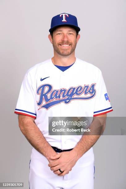 Greg Holland of the Texas Rangers poses for a photo during the Texas Rangers Photo Day at Surprise Stadium on Thursday, March 17, 2022 in Surprise,...