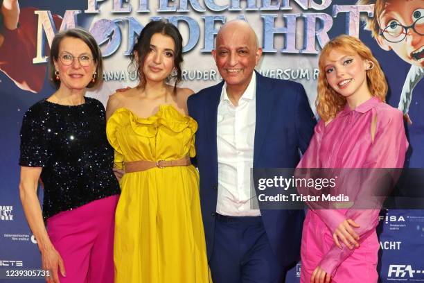 Caroline Schreiber, Roxana Samadi, Ali Samadi Ahadi and Lina Larissa Strahl attend the "Peterchens Mondfahrt" premiere at Cinemaxx Dammtor on March...