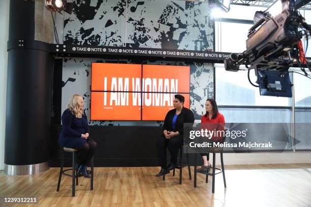 Holly Rowe, Natalie Williams, and Krista Blunk on set before the game between the LA Clippers and the Utah Jazz on March 18, 2022 at vivint.SmartHome...