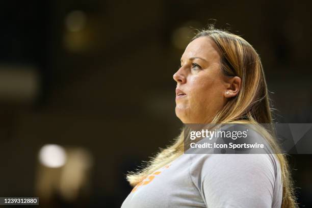 Houston Baptist Huskies head coach Donna Finnie looks on during a first round basketball game of the Womens National Invitational Tournament between...