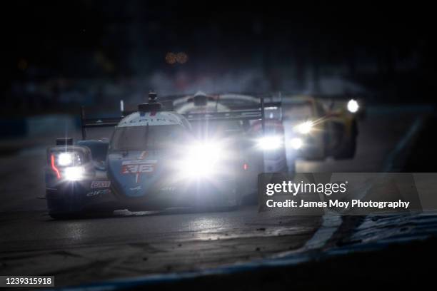 The Alpine Elf Matmut A480 - Gibson of Andre Negrao, Nicolas Lapierre, and Mathieu Vaxiviere in action during the 1000 Miles of Sebring World...