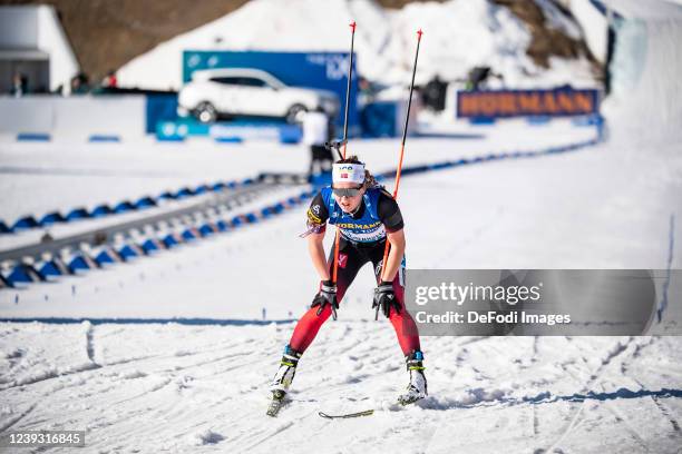 Karoline Erdal of Norway in the finish during the Sprint Women at the IBU World Cup Biathlon Oslo on March 18, 2022 in Oslo, Norway.