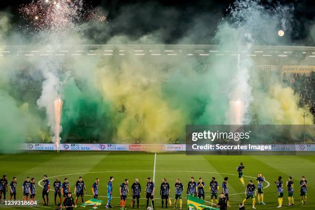 Supporters of ADO Den Haag, stadium of ADO Den Haag during the Dutch Keuken Kampioen Divisie match between ADO Den Haag v FC Volendam at the Cars...