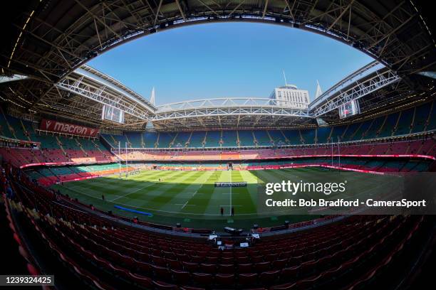 General view of the Principality Stadium, home of Wales Rugby during the Six Nations Rugby match between Wales and Italy at Principality Stadium on...