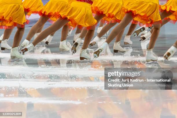 Team Harmonia of Czech Republic perform during the ISU World Junior Synchronized Skating Championships at Olympiaworld on March 19, 2022 in...