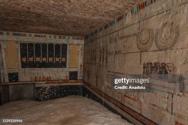 View from site of the five ancient Pharaonic tombs recently discovered at the Saqqara archaeological site, south of the capital Cairo, Egypt on March...