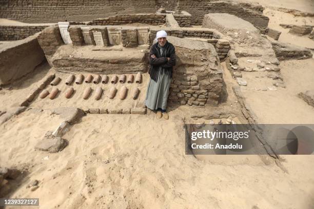 View from site of the five ancient Pharaonic tombs recently discovered at the Saqqara archaeological site, south of the capital Cairo, Egypt on March...