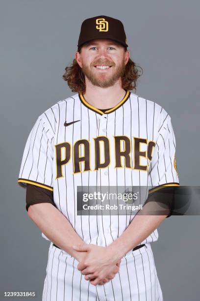 Pierce Johnson of the San Diego Padres poses for a photo during the San Diego Padres Photo Day at Peoria Sports Complex on Thursday, March 17, 2022...