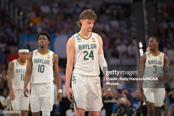 Matthew Mayer of the Baylor Bears walks up the floor against the North Carolina Tar Heels during the second round of the 2022 NCAA Men's Basketball...