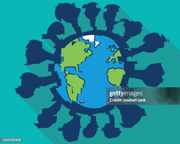 ilustraciones, imágenes clip art, dibujos animados e iconos de stock de una ilustración emoji de globo covid-19 con fallas - conquer the world cartoon