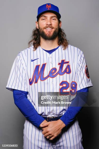 Trevor Williams of the New York Mets poses for a photo during the New York Mets Photo Day at Clover Park on Wednesday, March 16, 2022 in Port St....