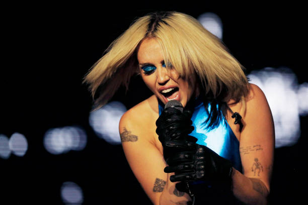 Miley Cyrus perform during day two of Lollapalooza Chile 2022 at Parque Bicentenario Cerrillos on March 19, 2022 in Santiago, Chile.