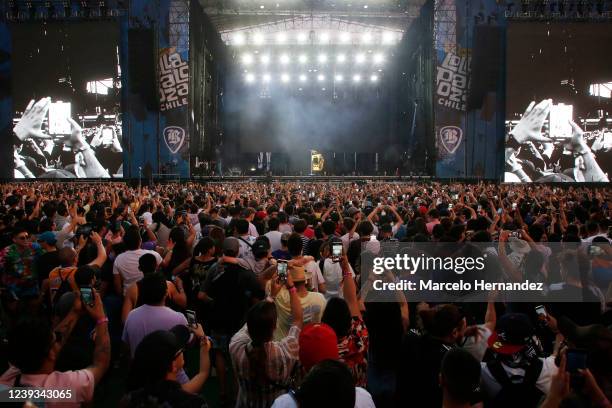 Concert goers attend ASAP Rocky show during day two of Lollapalooza Chile 2022 at Parque Bicentenario Cerrillos on March 19, 2022 in Santiago, Chile.