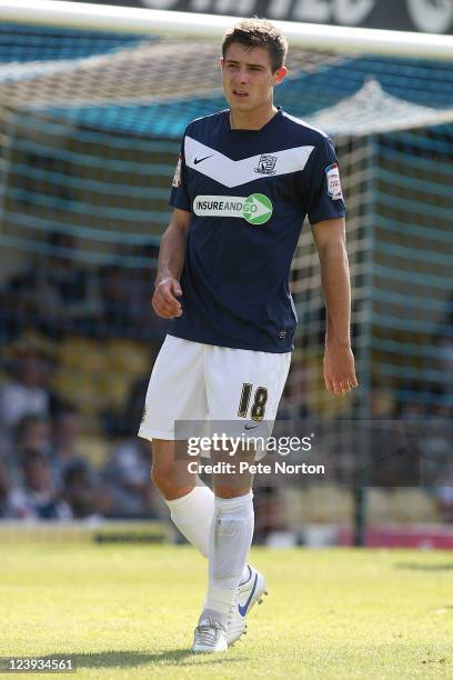 Ryan Leonard of Southend United in action during the npower League Two match between Southend United and Northampton Town at Roots Hall on September...
