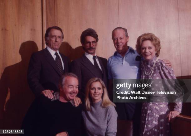 Fritz Weaver, Alexis Smith, Sam Elliott, Cheryl Ladd appearing in the ABC tv movie 'A Death in California'.