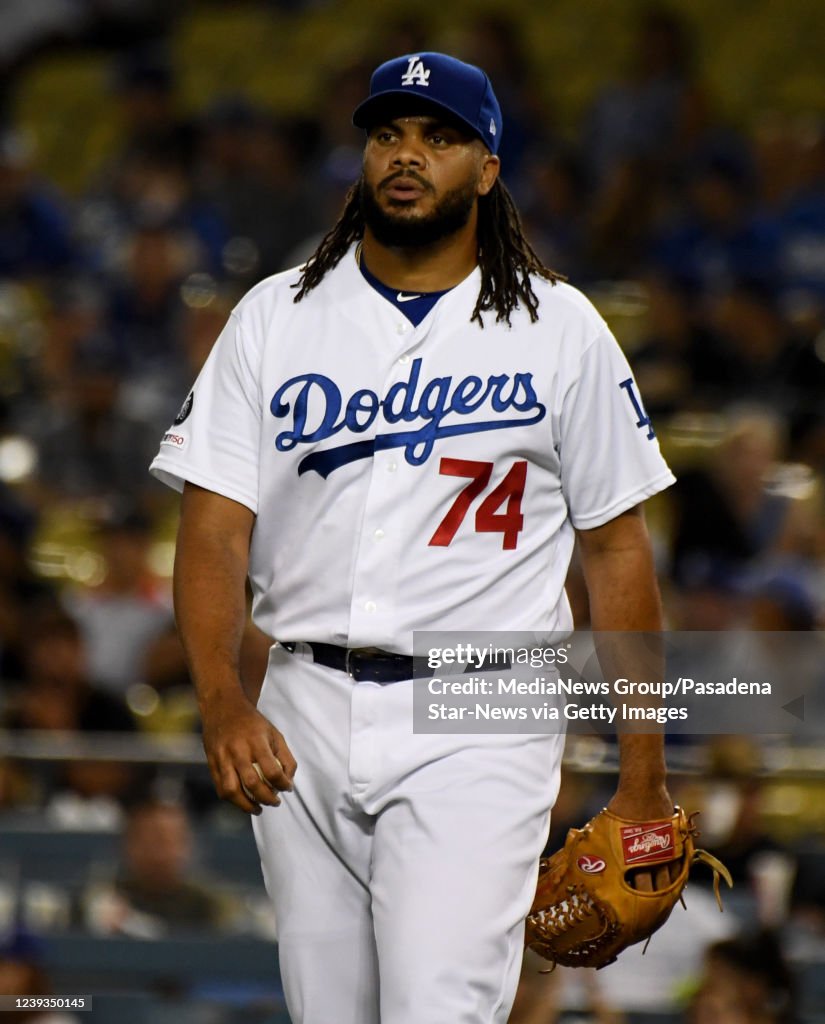 Kenley Jansen of the Los Angeles Dodgers during a MLB baseball game ...
