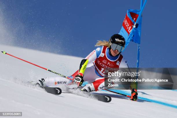 Lara Gut-behrami of Team Switzerland competes during the Audi FIS Alpine Ski World Cup Women's Giant Slalom on March 20, 2022 in Courchevel, France.