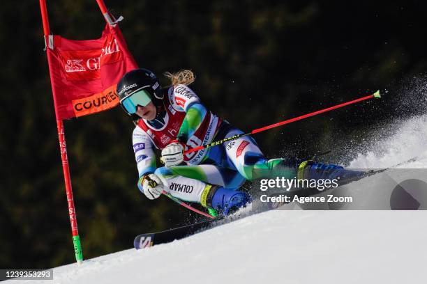 Ana Bucik of Team Slovenia competes during the Audi FIS Alpine Ski World Cup Women's Giant Slalom on March 20, 2022 in Courchevel, France.