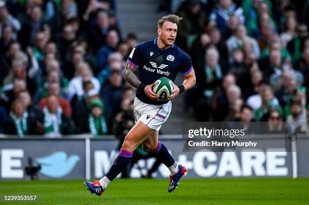 Dublin , Ireland - 19 March 2022; Stuart Hogg of Scotland during the Guinness Six Nations Rugby Championship match between Ireland and Scotland at...