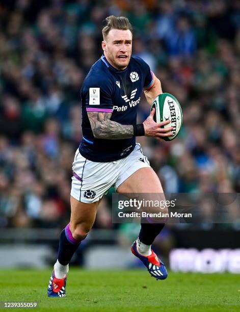 Dublin , Ireland - 19 March 2022; Stuart Hogg of Scotland during the Guinness Six Nations Rugby Championship match between Ireland and Scotland at...