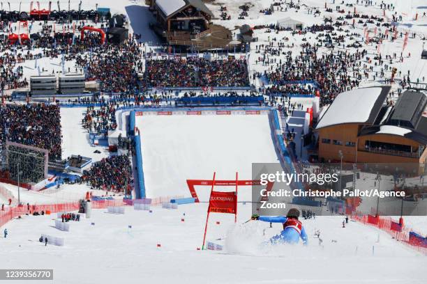 Federica Brignone of Team Italy competes during the Audi FIS Alpine Ski World Cup Women's Giant Slalom on March 20, 2022 in Courchevel, France.