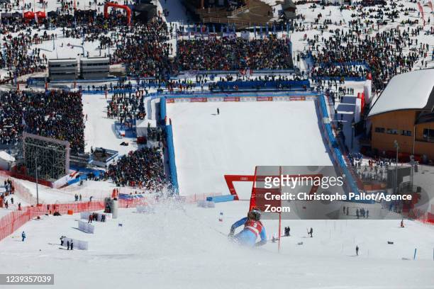 Marta Bassino of Team Italy competes during the Audi FIS Alpine Ski World Cup Women's Giant Slalom on March 20, 2022 in Courchevel, France.