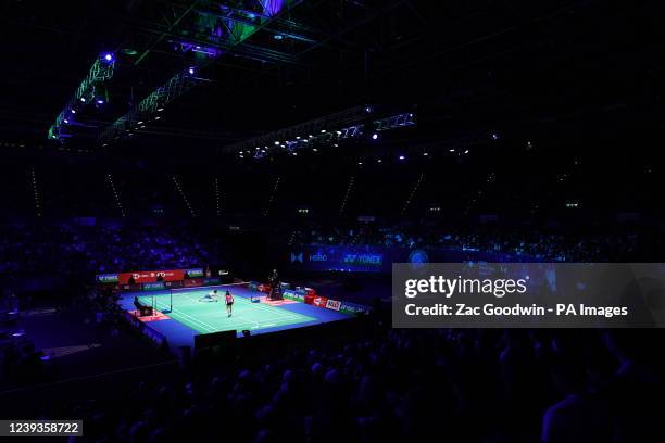 Korea's An Seyoung in action against Japan's Akane Yamaguchi during the Women's Singles Final on day five of the YONEX All England Open Badminton...