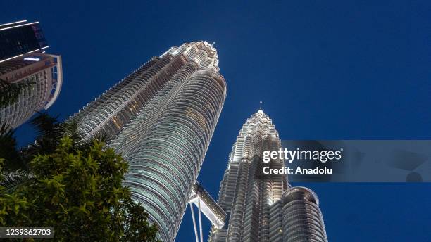 View of Petronas Towers as daily life continues in Kuala Lumpur, Malaysia on March 20, 2022.